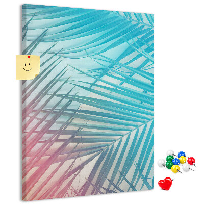 Tablón de corcho Hojas de palmeras tropicales en tonos pastel