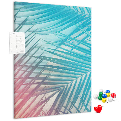 Tablón de corcho Hojas de palmeras tropicales en tonos pastel