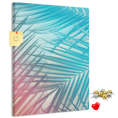 Tablón de corcho Hojas de palmeras tropicales en tonos pastel