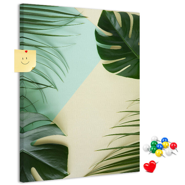 Tablero de corcho Hojas de palmera sobre un fondo pastel