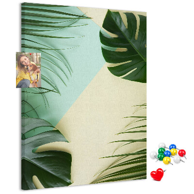 Tablero de corcho Hojas de palmera sobre un fondo pastel