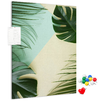 Tablero de corcho Hojas de palmera sobre un fondo pastel