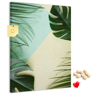 Tablero de corcho Hojas de palmera sobre un fondo pastel