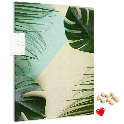 Tablero de corcho Hojas de palmera sobre un fondo pastel