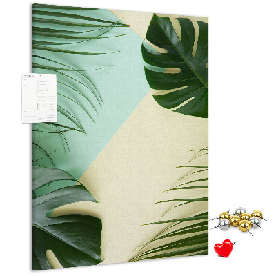 Tablero de corcho Hojas de palmera sobre un fondo pastel