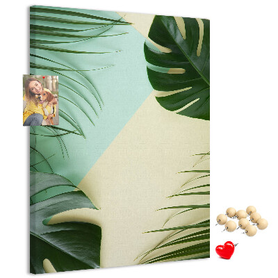 Tablero de corcho Hojas de palmera sobre un fondo pastel