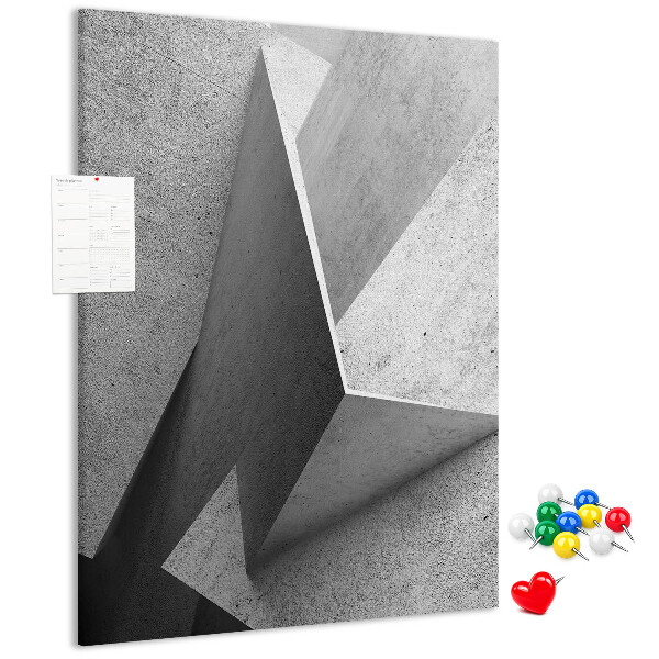 Tablón de corcho Geometría de hormigón en tonos grises