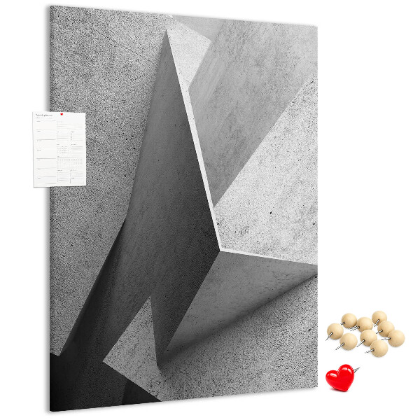 Tablón de corcho Geometría de hormigón en tonos grises