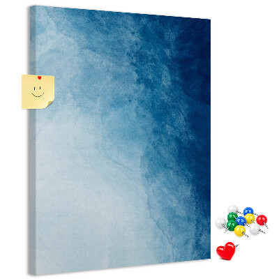 Tablero de corcho para pared Tonos de azul en un delicado tejido.