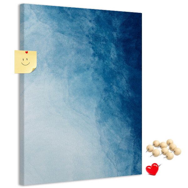 Tablero de corcho para pared en tonos de azul con un delicado tejido