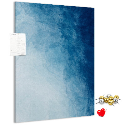 Tablero de corcho para pared en tonos de azul con un delicado tejido