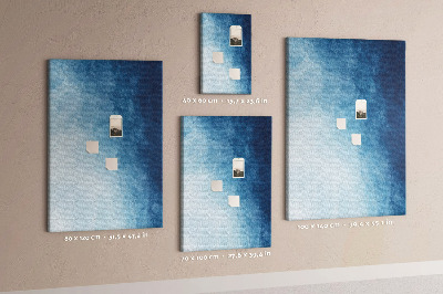 Tablero de corcho para pared en tonos de azul con un delicado tejido
