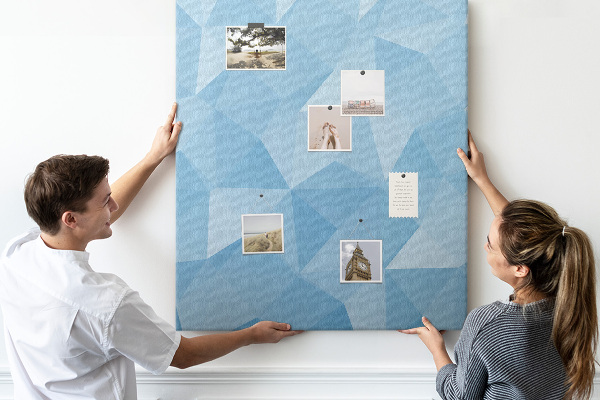 Tablón de corcho Formas geométricas en tonos azules
