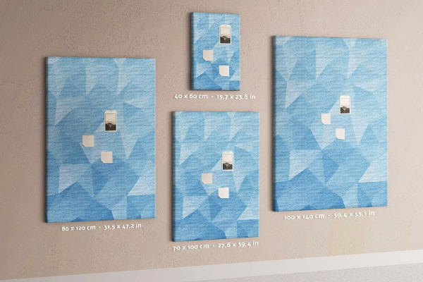 Tablón de corcho Formas geométricas en tonos azules