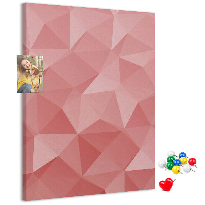 Tablero de corcho Patrón geométrico abstracto de triángulos rosas