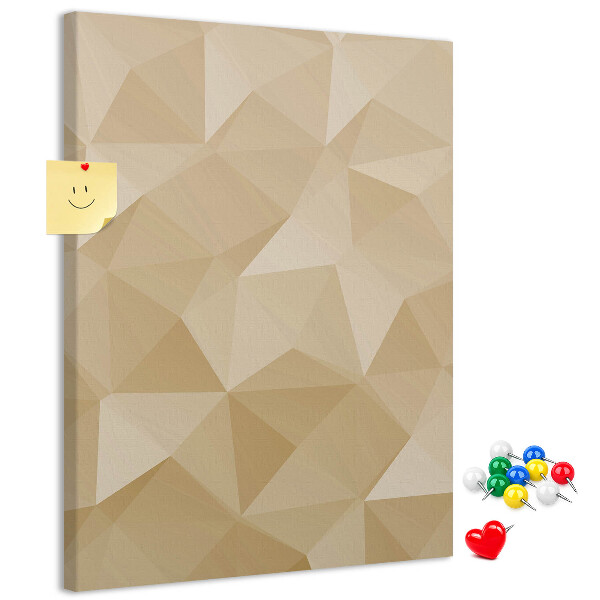 Tablero de corcho para pared Geometría en tonos beige y marrón.