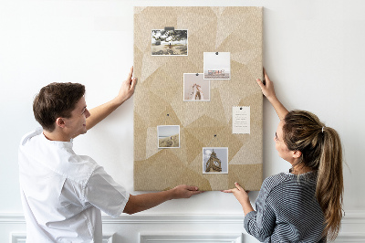 Tablero de corcho para pared Geometría en tonos beige y marrón.