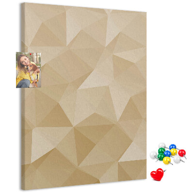 Tablero de corcho para pared Geometría en tonos beige y marrón.