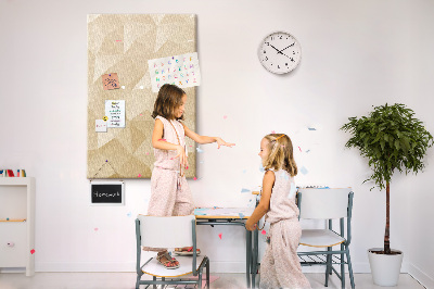 Tablero de corcho para pared Geometría en tonos beige y marrón.