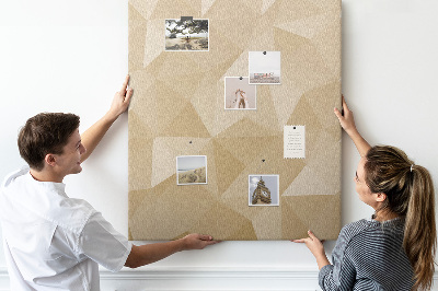 Tablero de corcho para pared Geometría en tonos beige y marrón.