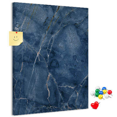 Pizarra de corcho decorativa diseño de mármol elegante en tonos azul marino