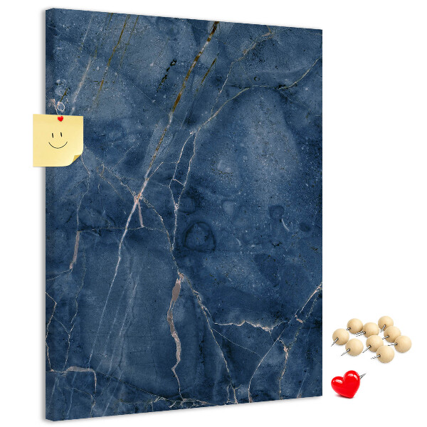 Pizarra de corcho decorativa diseño de mármol elegante en tonos azul marino