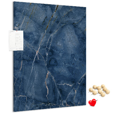 Pizarra de corcho decorativa diseño de mármol elegante en tonos azul marino