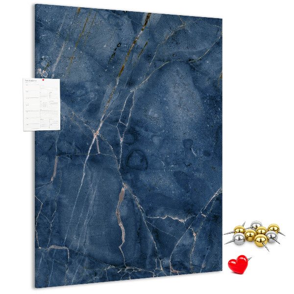 Pizarra de corcho decorativa diseño de mármol elegante en tonos azul marino