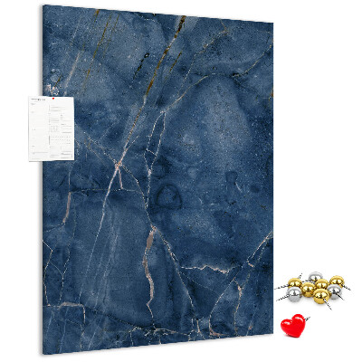 Pizarra de corcho decorativa diseño de mármol elegante en tonos azul marino