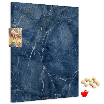 Pizarra de corcho decorativa diseño de mármol elegante en tonos azul marino