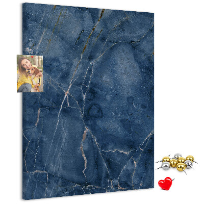 Pizarra de corcho decorativa diseño de mármol elegante en tonos azul marino