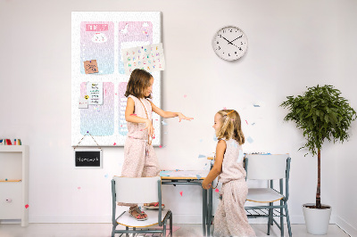 Pizarra de corcho decorativa con diseño de cuadernos coloridos de unicornio