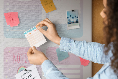 Pizarra de corcho decorativa con diseño de cuadernos coloridos de unicornio