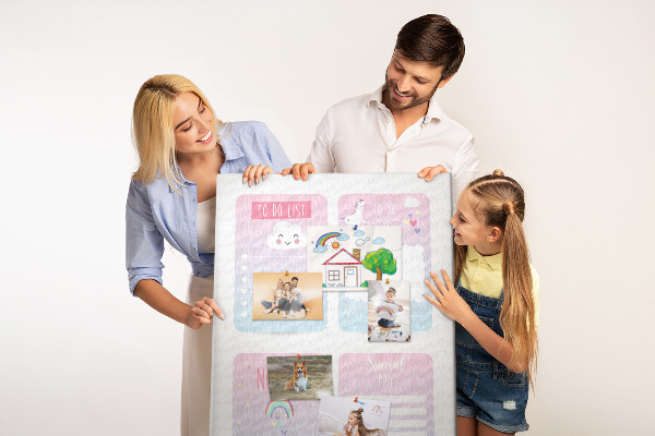 Pizarra de corcho decorativa con diseño de cuadernos coloridos de unicornio