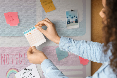 Pizarra de corcho decorativa con diseño de cuadernos coloridos de unicornio