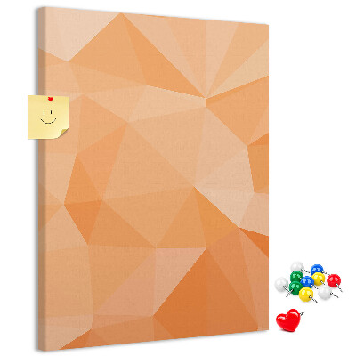 Tablero de corcho para pared Geometría en tonos naranja y beige.