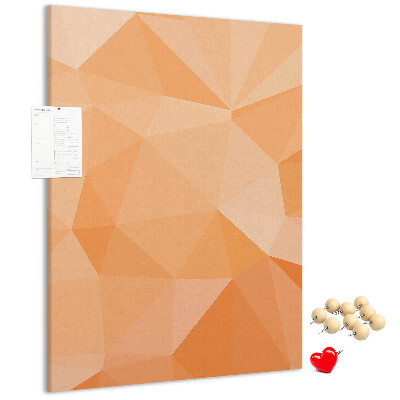 Tablero de corcho para pared con diseño geométrico en tonos naranja y beige