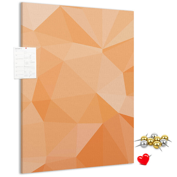Tablero de corcho para pared con diseño geométrico en tonos naranja y beige