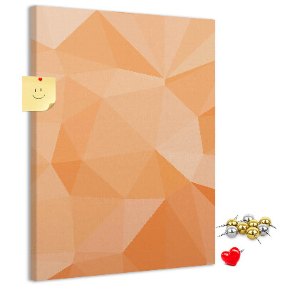 Tablero de corcho para pared con diseño geométrico en tonos naranja y beige
