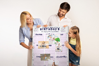 Tablero de corcho Calendario de cumpleaños con globos de colores