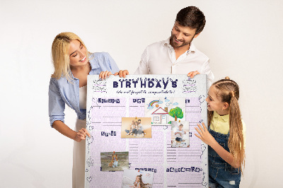 Tablero de corcho Calendario de cumpleaños con globos de colores