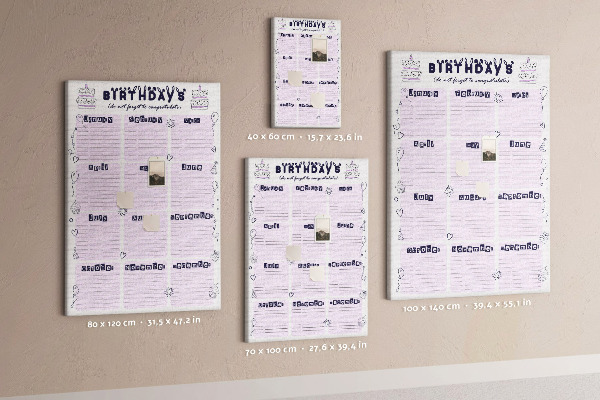 Tablero de corcho Calendario de cumpleaños con globos de colores