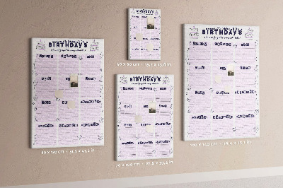 Tablero de corcho Calendario de cumpleaños con globos de colores