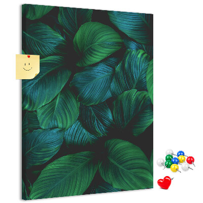 Tablero de corcho Hojas tropicales en tonos verdes