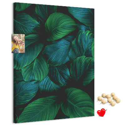 Tablero de corcho Hojas tropicales en tonos verdes