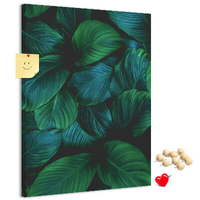 Tablero de corcho Hojas tropicales en tonos verdes