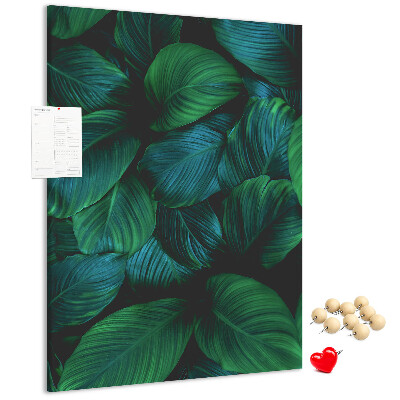 Tablero de corcho Hojas tropicales en tonos verdes