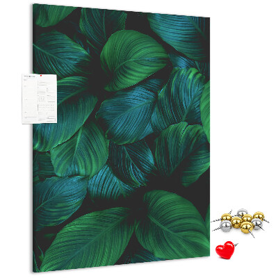 Tablero de corcho Hojas tropicales en tonos verdes