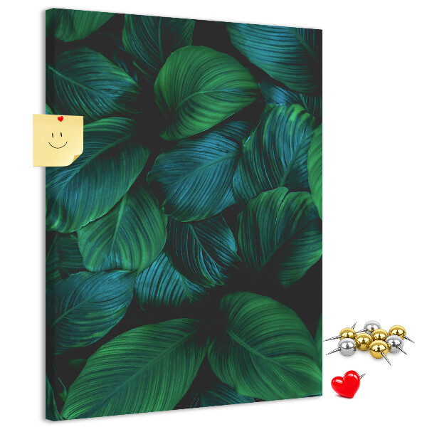 Tablero de corcho Hojas tropicales en tonos verdes