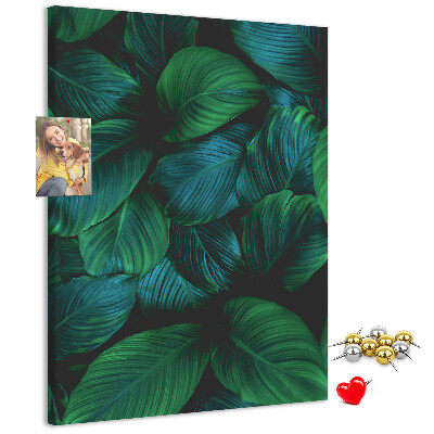 Tablero de corcho Hojas tropicales en tonos verdes